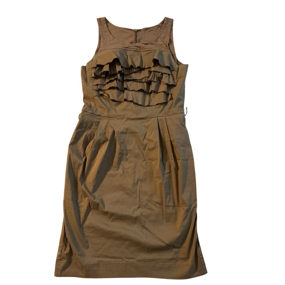 BCBG MAXAZRIA Mocha Brown Ruffle Tiered Sheath Dress Size 6 0430E